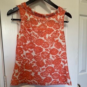 J. Crew Orange Floral Tank Top - 100% Cotton